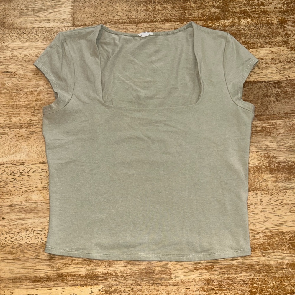 Women's Sage Green Square Neck Top from Garage clothing